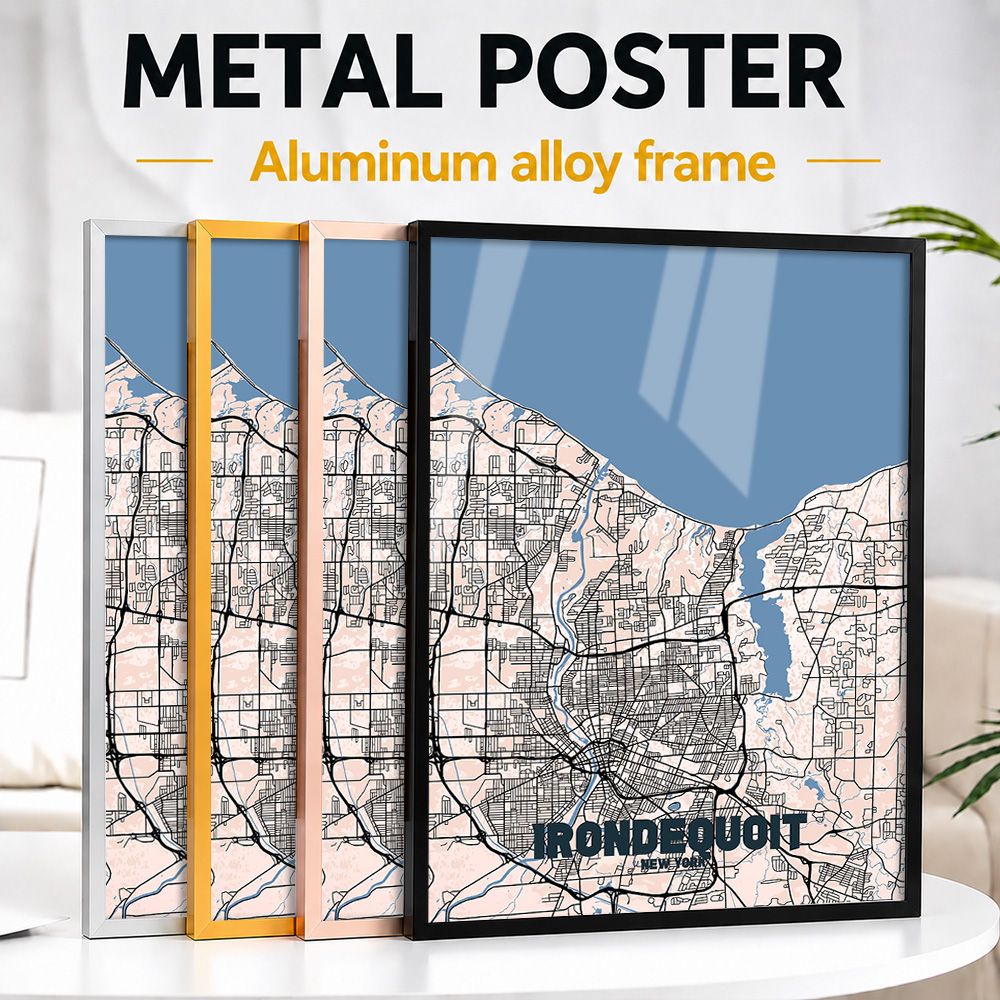 Custom Map Poster - Irondequoit, NY Map Framed Metal Print