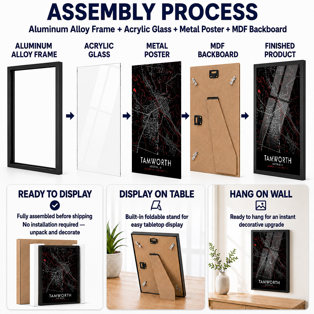 Tamworth Dark Map Framed Metal - Custom Map Poster review and price
