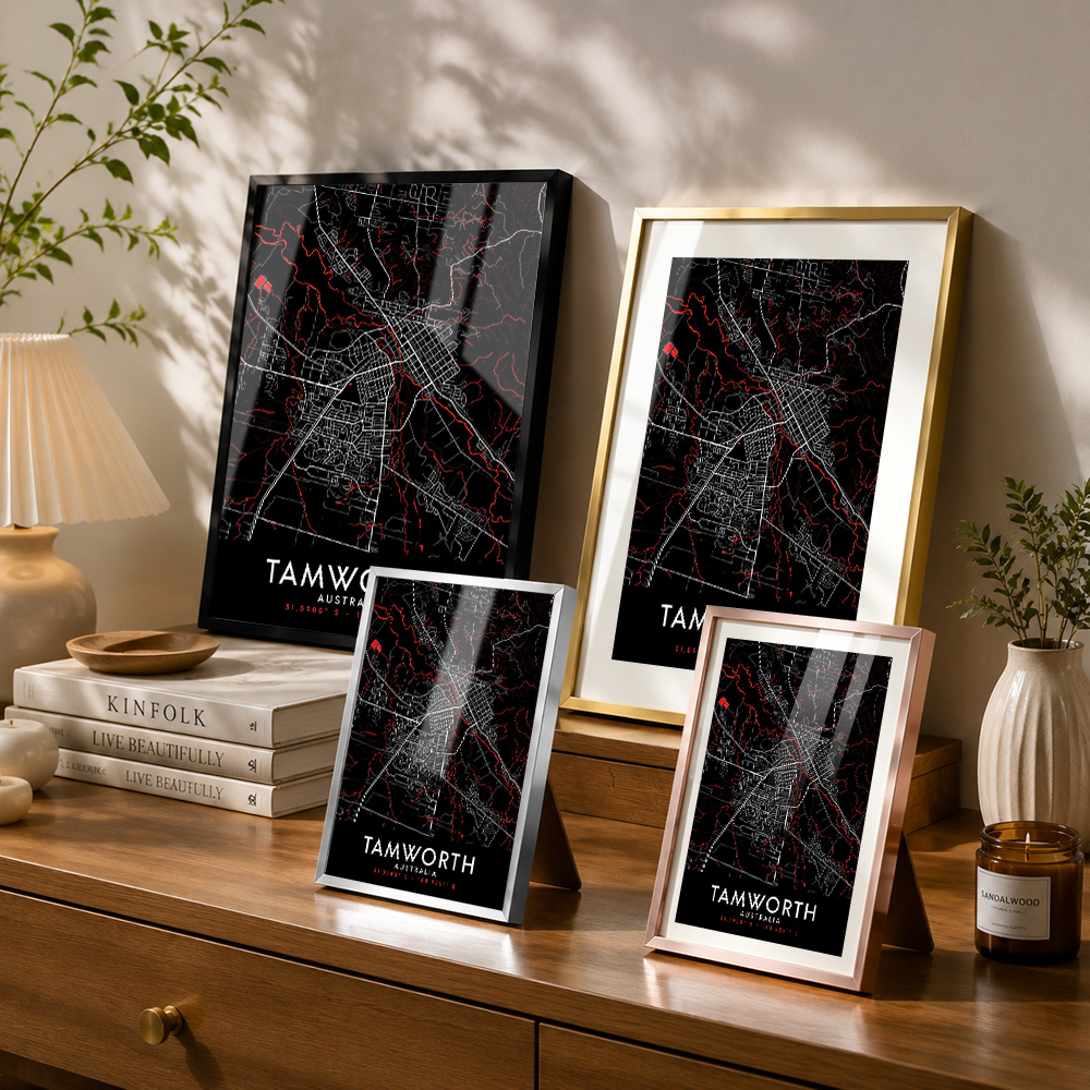 Tamworth Dark Map Framed Metal - Custom Map Poster review and price
