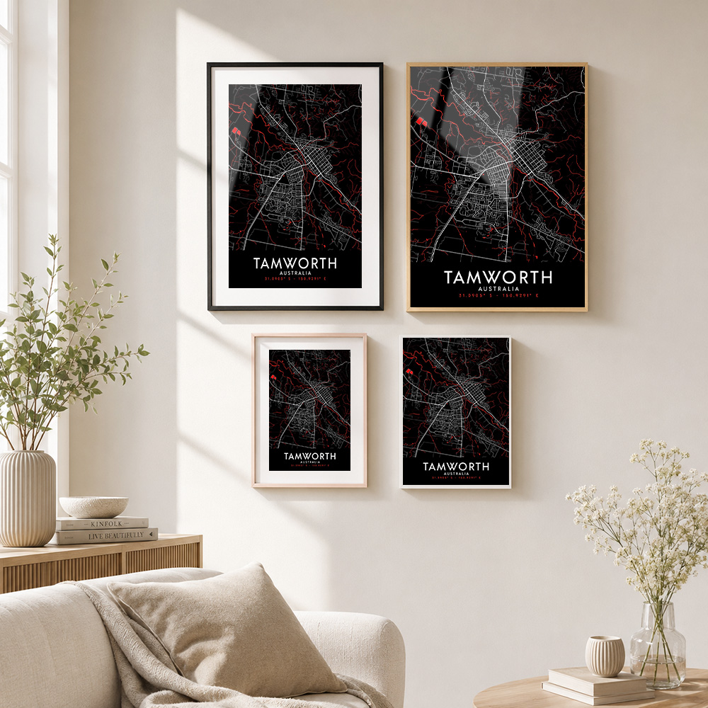 Tamworth Dark Map Framed Metal - Custom Map Poster review and price