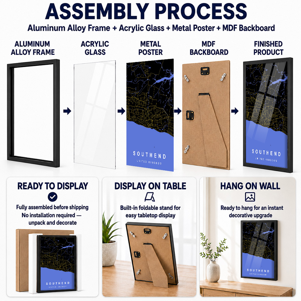 Southend Map Framed Aluminum M - Custom Map Poster review and price